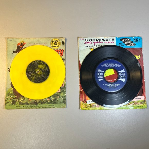 LITTLE GOLDEN RECORDS Huckleberry Hound & His Friends (45 RPM) AND Huckleberry H - Picture 5 of 12